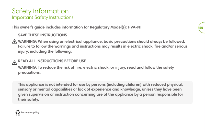 Page n°1 - Manuel utilisateur iRobot H1