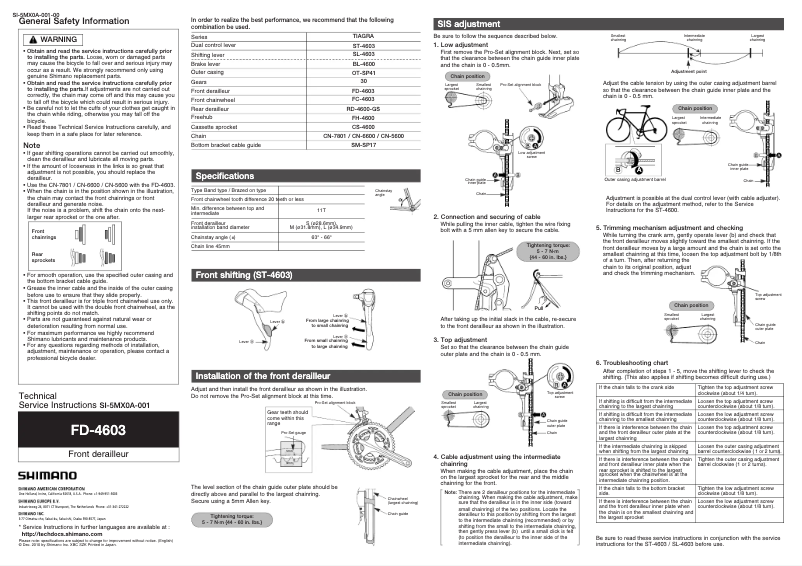 Página 1 del manual Manual de usuario Shimano FD-4603-F