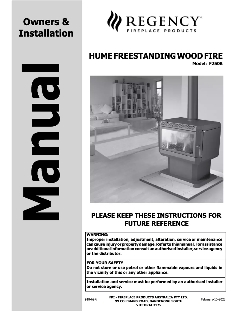 Page 1 de la notice Manuel utilisateur Regency Hume L850B ST