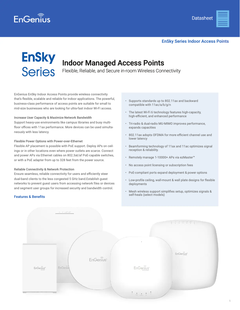 Page 1 de la notice Fiche technique EnGenius EWS330AP