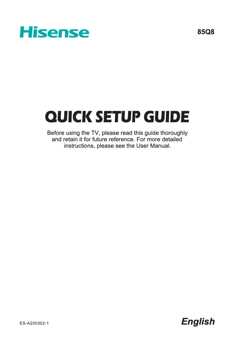 Image de la première page du manuel de l'appareil 85Q8