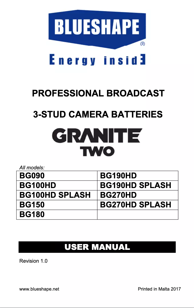 Page 1 de la notice Manuel utilisateur BlueShape Granite Two