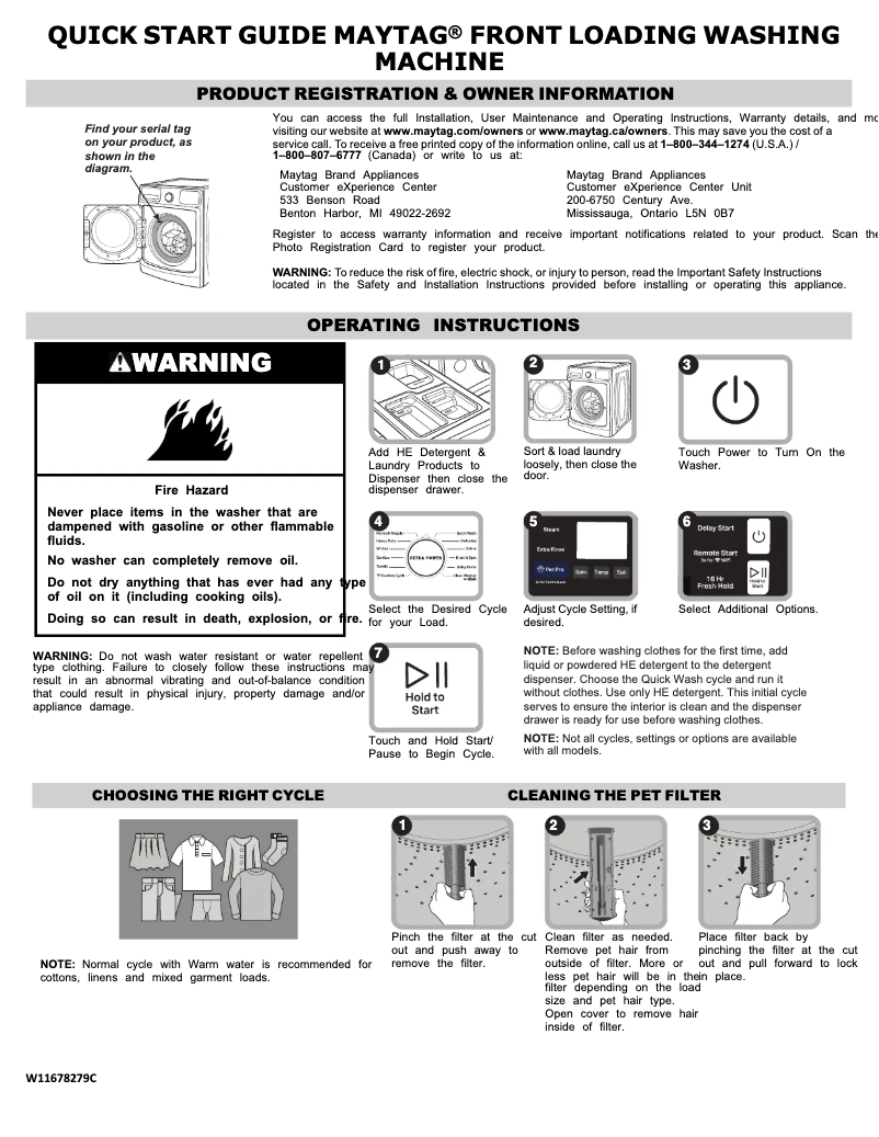 Page 1 de la notice Guide de démarrage rapide Maytag MFW7020RF
