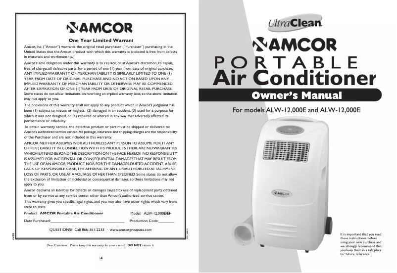 Página 1 del manual Manual de usuario Amcor ALW12000EH