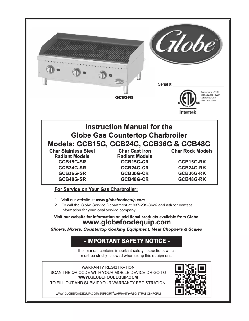 Page 1 de la notice Manuel utilisateur Globe GCB36G