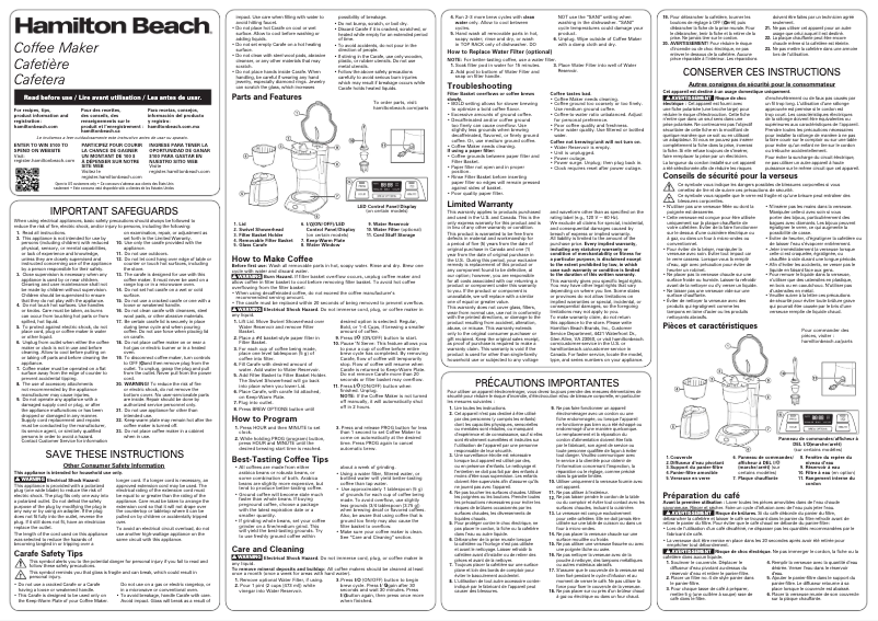 Page 1 de la notice Manuel utilisateur Hamilton Beach 49631
