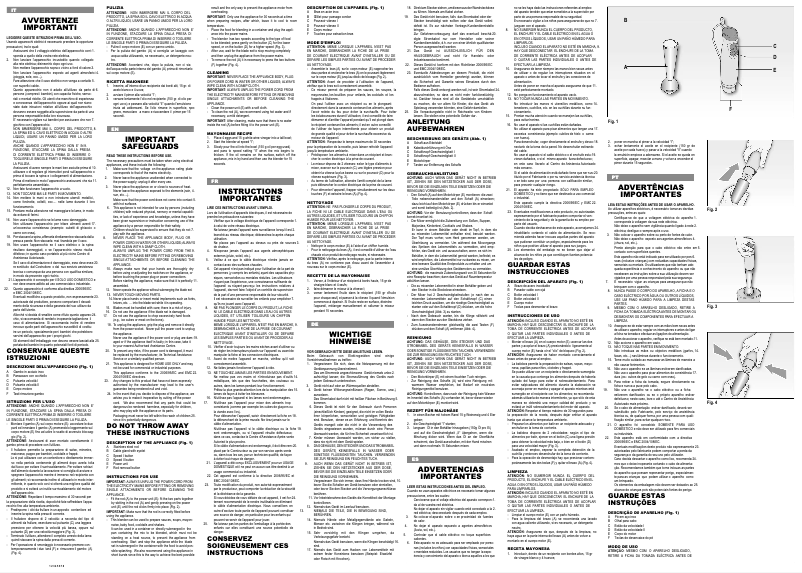 Page 1 de la notice Manuel utilisateur Ariete Pimmy 200