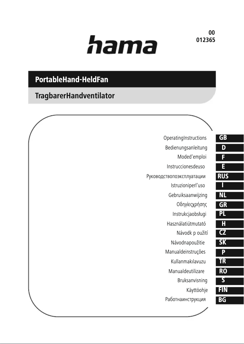 Page 1 de la notice Manuel utilisateur Hama 00012365