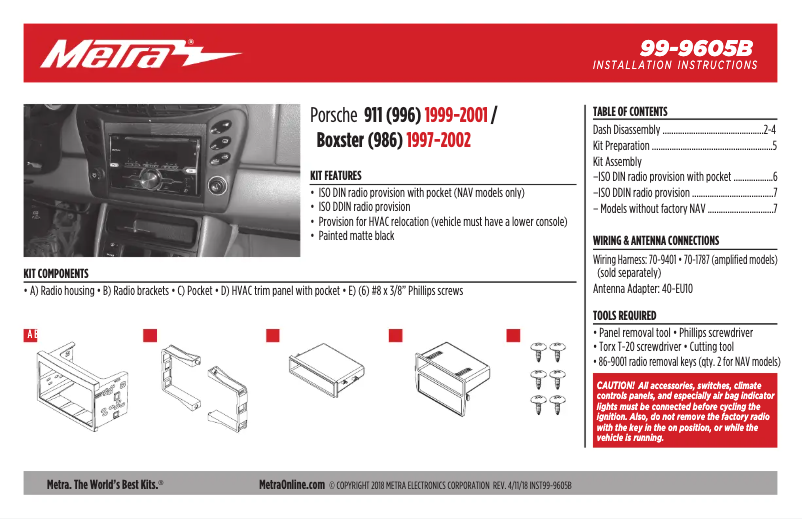Page n°1 - Mode d'emploi Metra 99-9605B