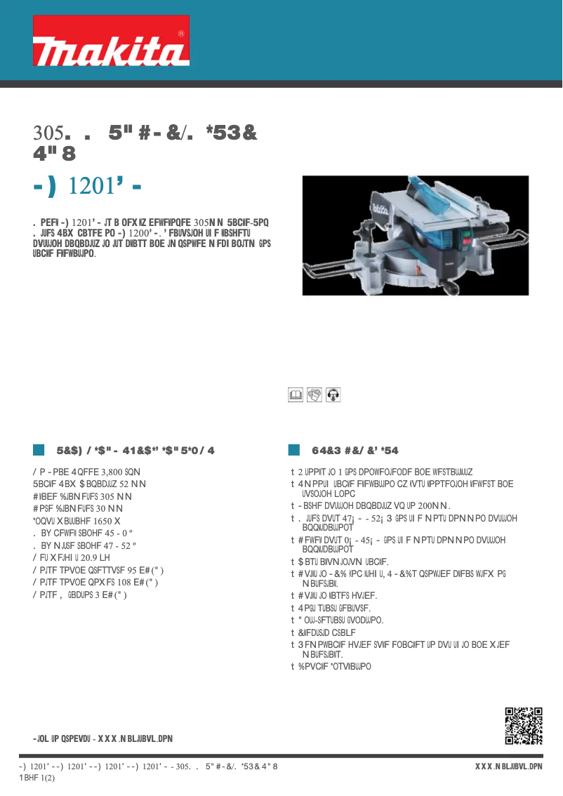 Page 1 de la notice Fiche technique Makita LH1201FL