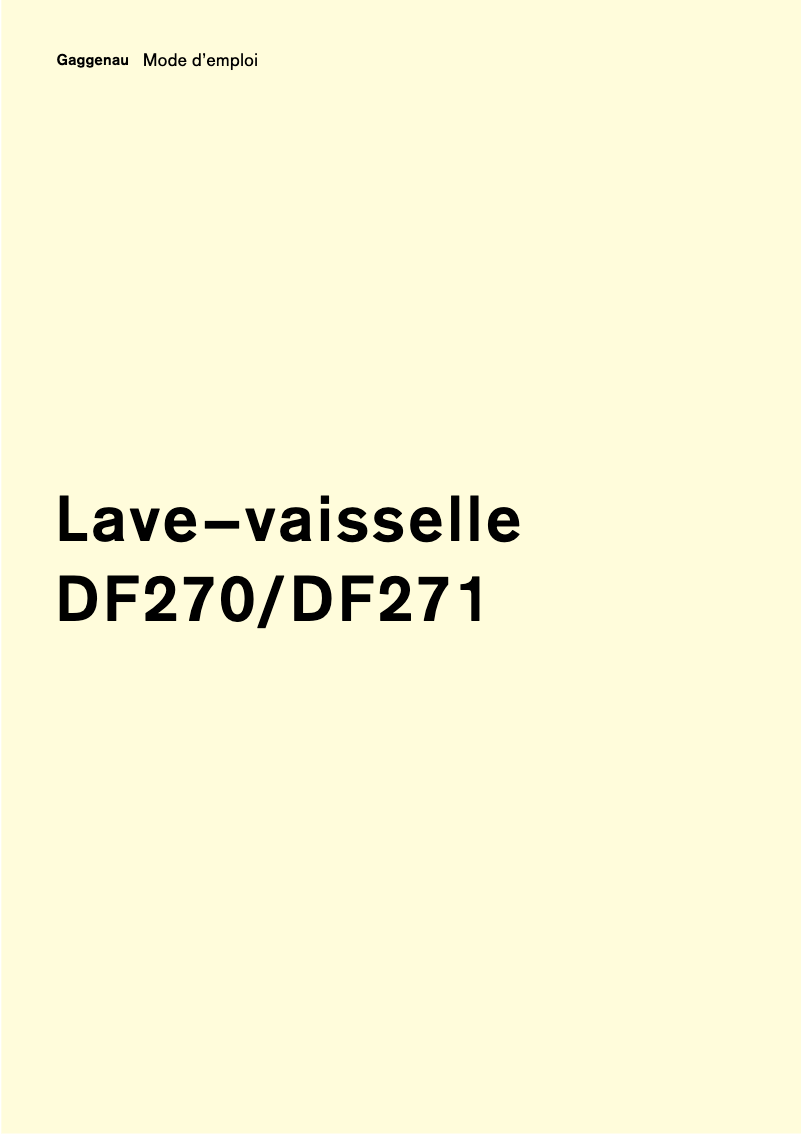 Page n°1 - Manuel utilisateur Gaggenau DF270160