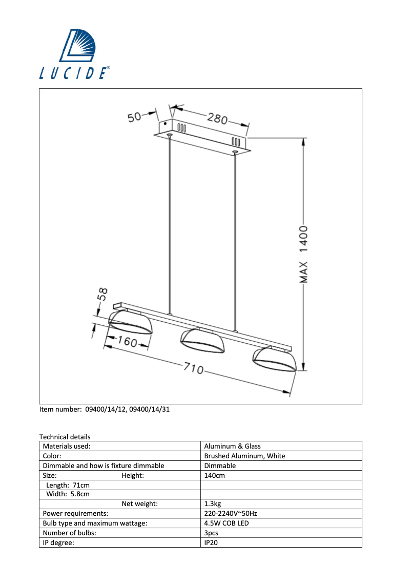 Page n°1 - Manuel utilisateur Lucide Mamba 09400/14/31