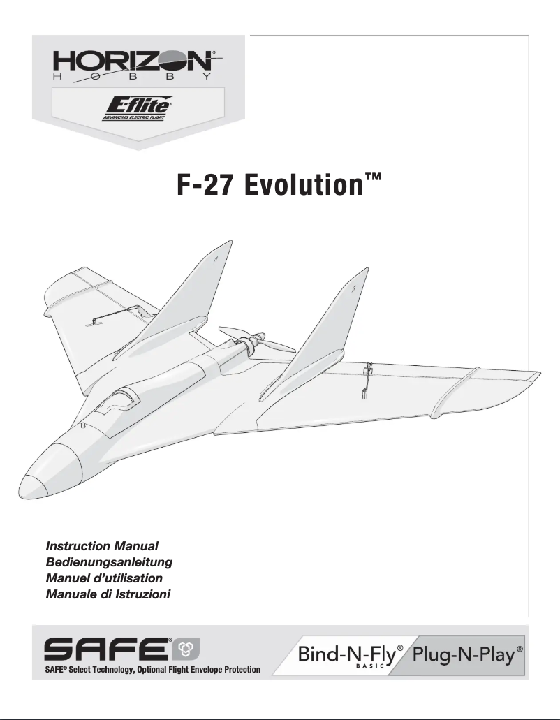 Page 1 de la notice Manuel utilisateur E-flite F-27 Evolution