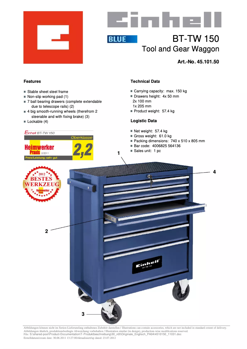 Page n°1 - Manuel utilisateur Einhell BT-TW 150