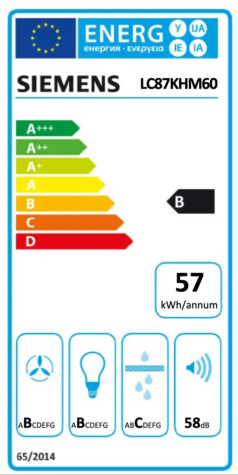 Page n°1 - Label énergétique Siemens LC87KHM60