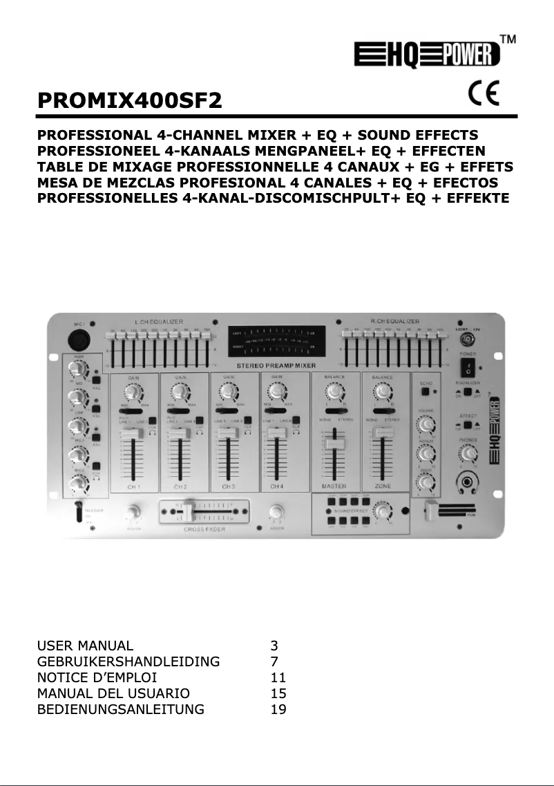Image de la première page du manuel de l'appareil PROMIX400SF2