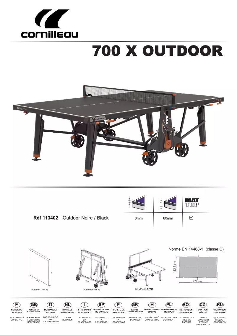 Page n°1 - Manuel utilisateur Cornilleau 700 X Outdoor