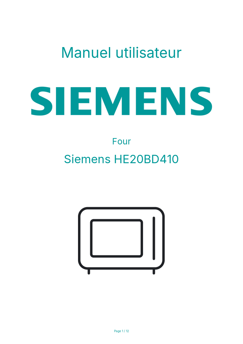 Page n°1 - Manuel utilisateur Siemens HE20BD410