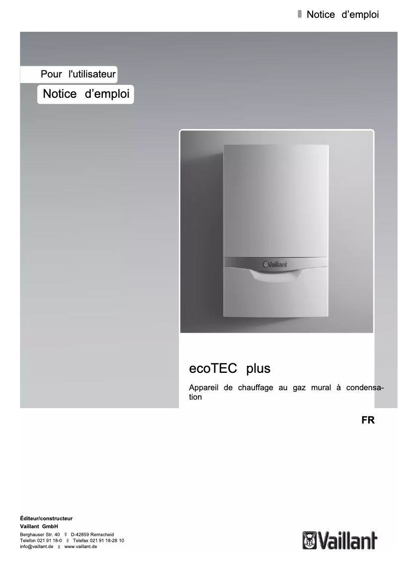 Page n°1 - Manuel utilisateur Vaillant EcoTec plus VHR 20-24/5-5