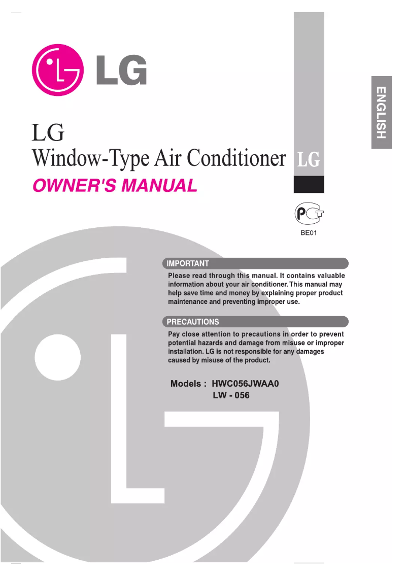 Page 1 de la notice Manuel utilisateur LG HWC056JWAA0