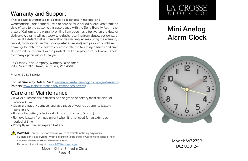 Page 1 de la notice Manuel utilisateur La Crosse Technology W72753