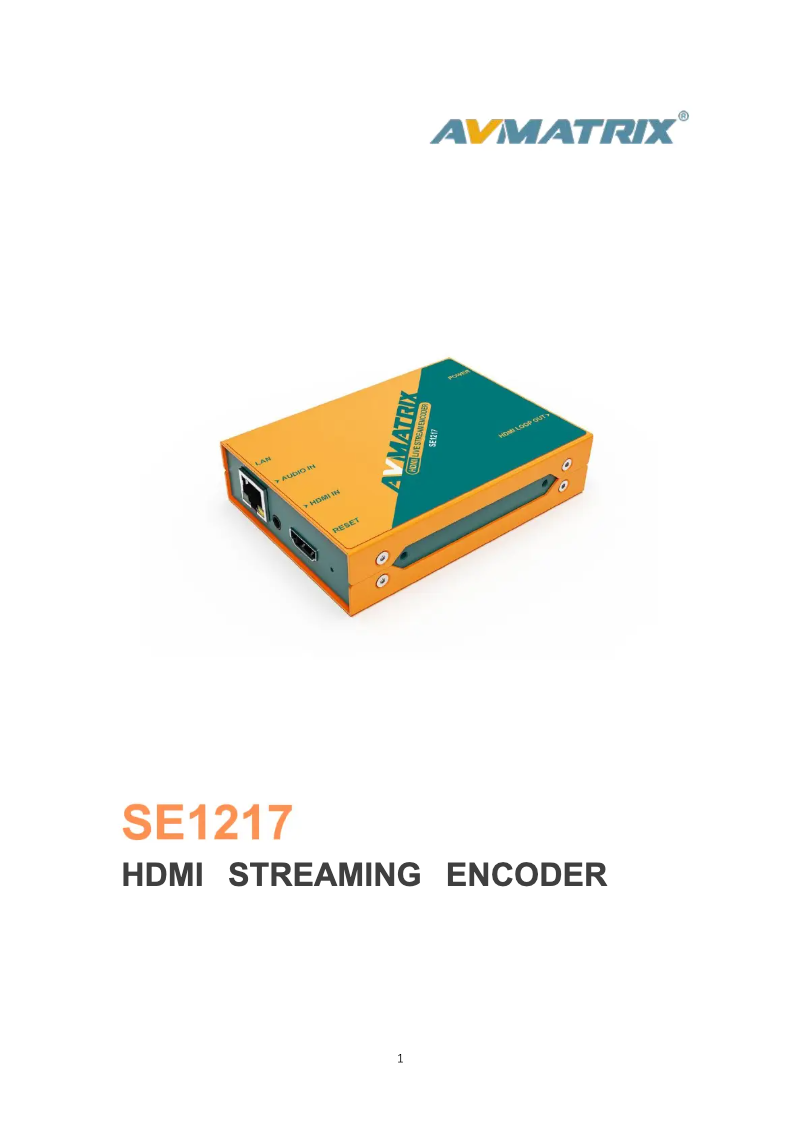 Page n°1 - Manuel utilisateur AVMATRIX SE1217