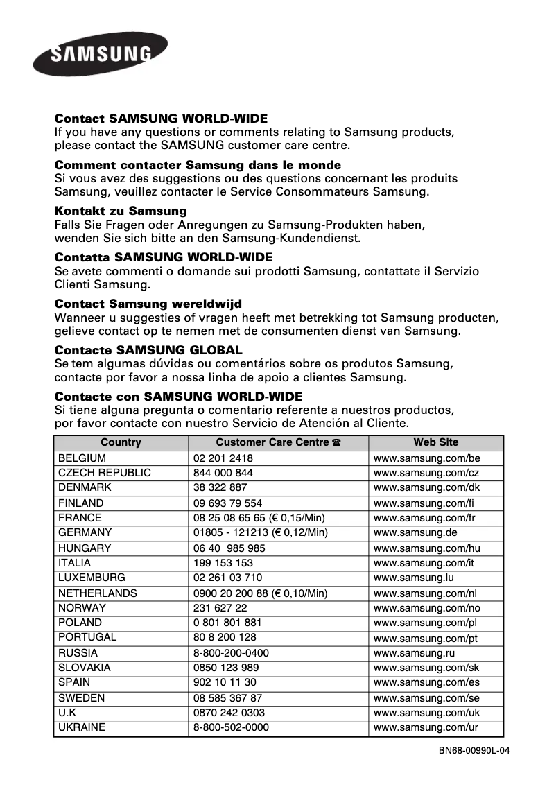 Page n°1 - Manuel utilisateur Samsung PS-42P7H