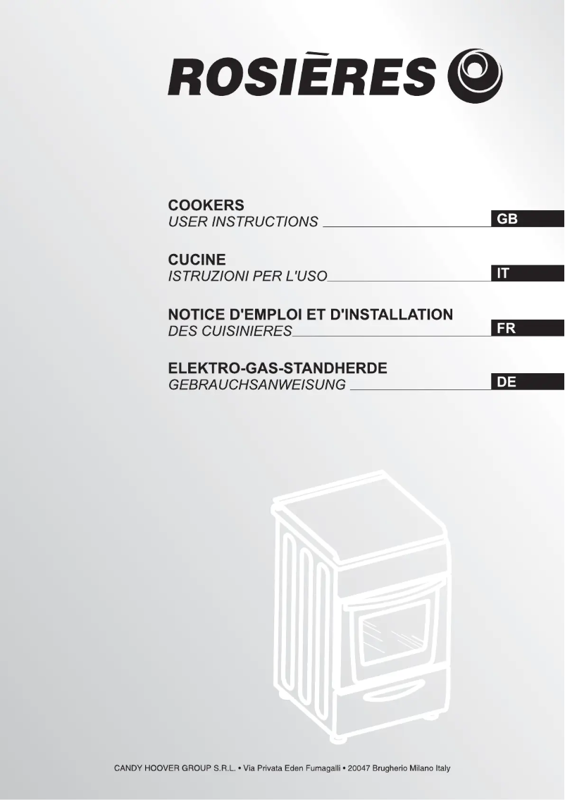 Page 1 de la notice Manuel utilisateur Rosieres RCG 6911 RB