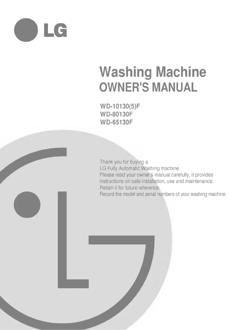 Page n°1 - Manuel utilisateur LG WD-65130F