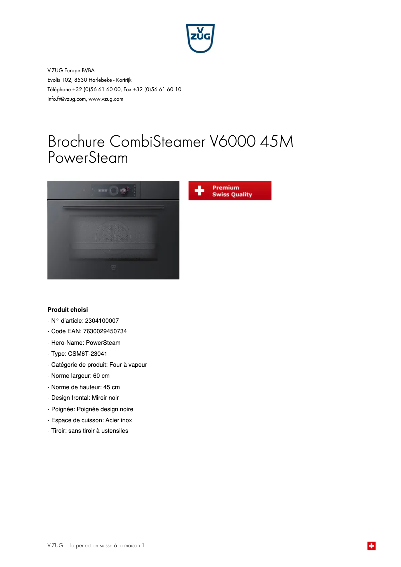 Image de la première page du manuel de l'appareil CombiSteamer V6000 45M PowerSteam