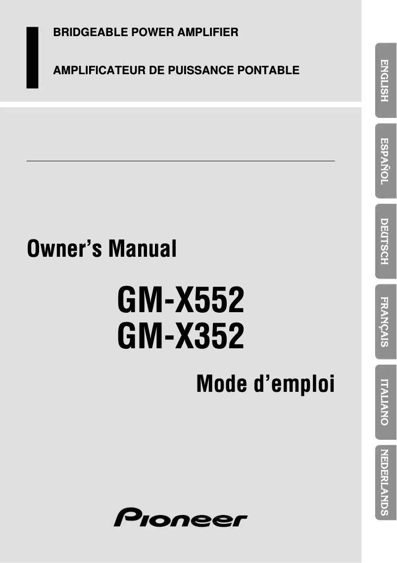 Page 1 de la notice Manuel utilisateur Pioneer GM-X552