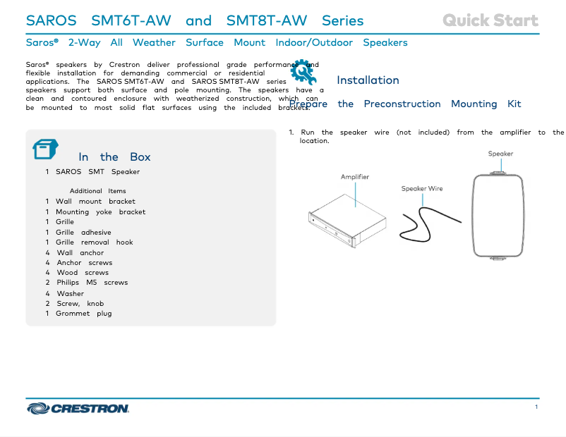 Página 1 del manual Manual de usuario Crestron SAROS SMT6T