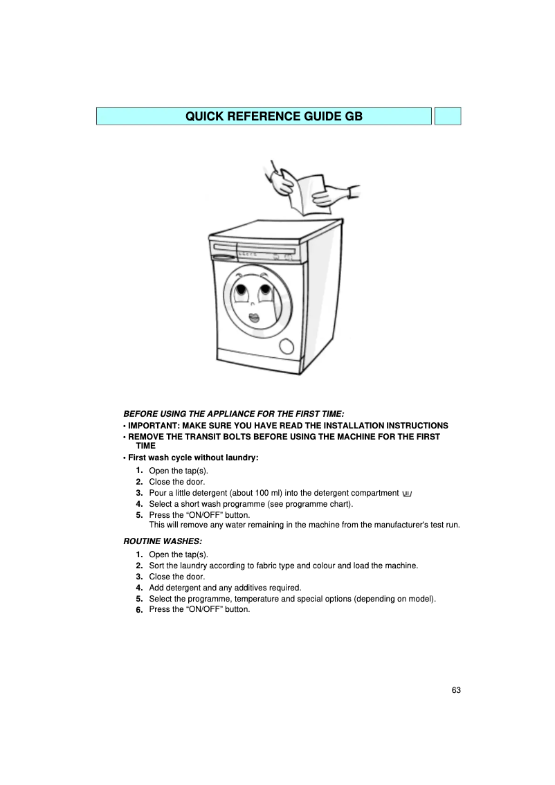 Page n°1 - Manuel utilisateur Whirlpool AWM 225