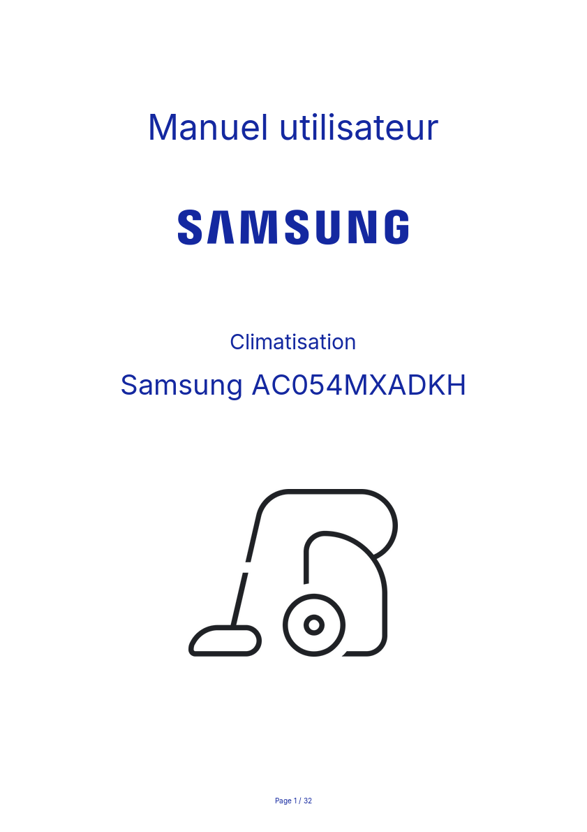 Page n°1 - Manuel utilisateur Samsung AC054MXADKH