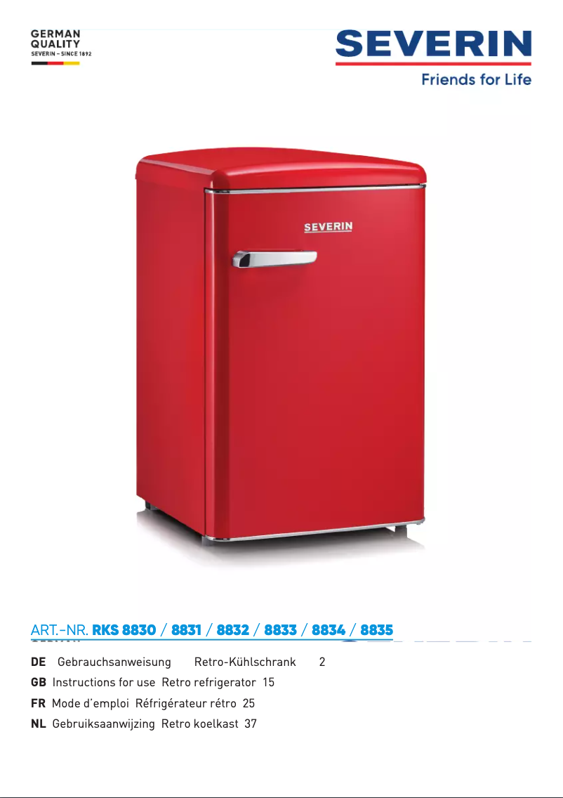 Page 1 de la notice Manuel utilisateur Severin RKG 8830