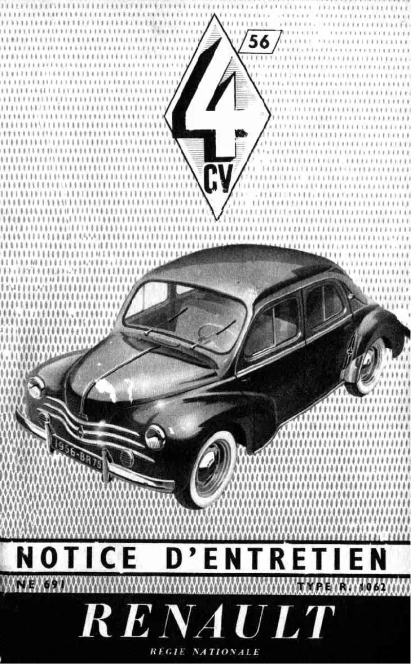 Page n°1 - Manuel utilisateur Renault 4CV (1962)