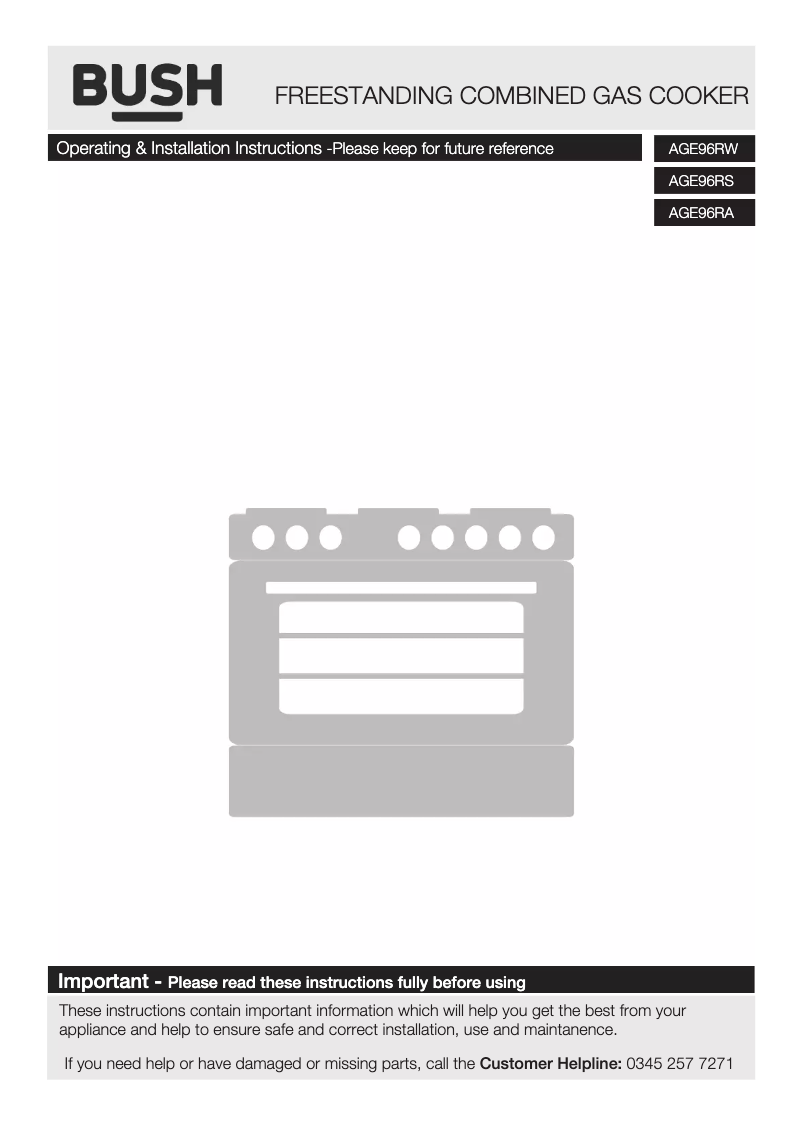 Page 1 de la notice Manuel utilisateur Bush AGE96RW