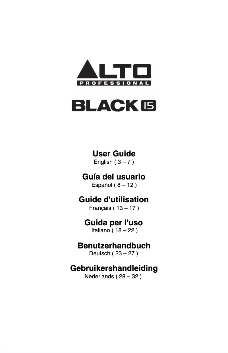 Page 1 de la notice Manuel utilisateur Alto Black 15
