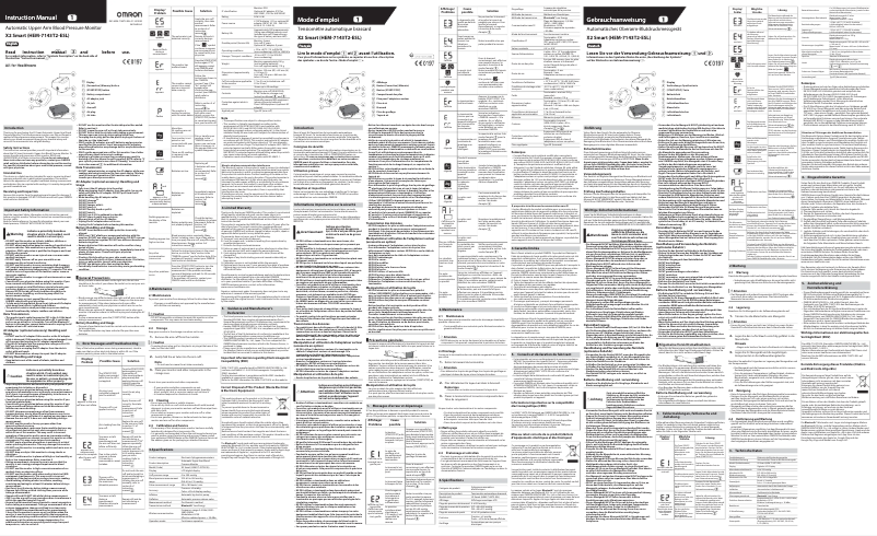 Page 1 de la notice Manuel utilisateur Omron X2 Smart