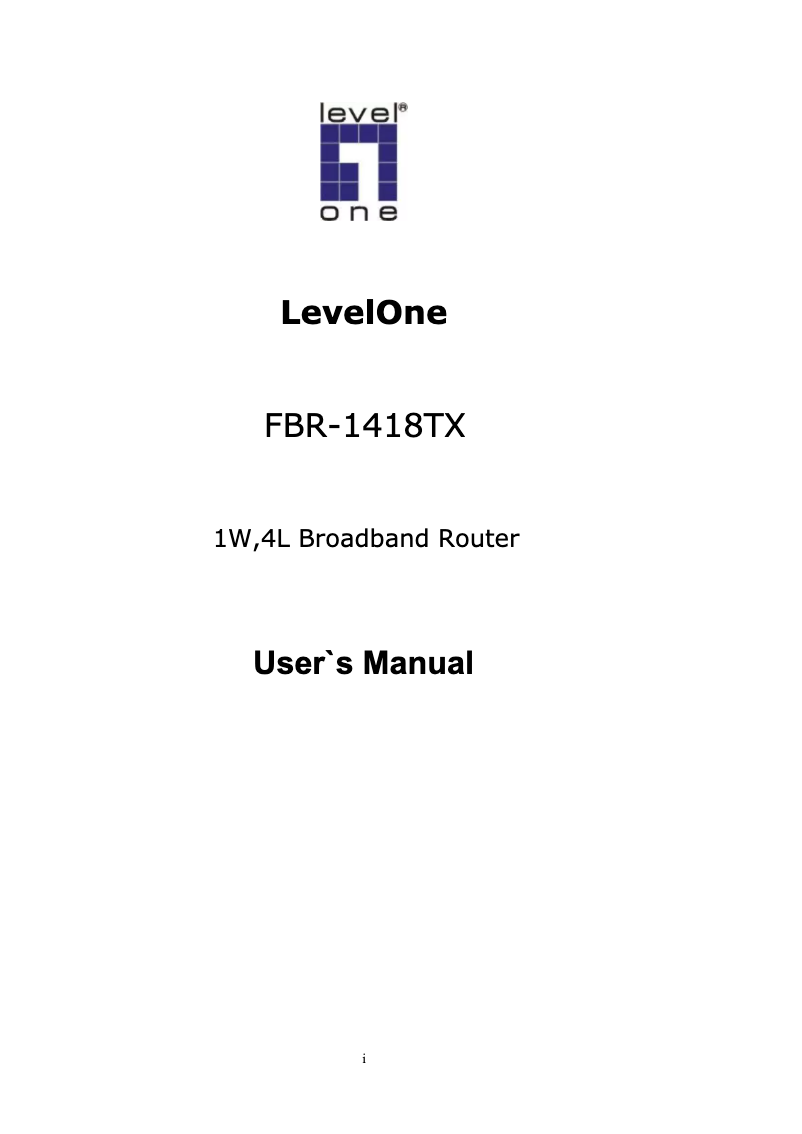 Page n°1 - Manuel utilisateur LevelOne FBR-1418TX