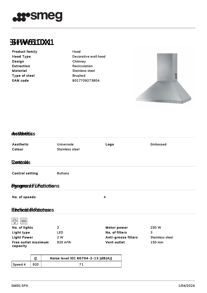 Image de la première page du manuel de l'appareil SHW610X1
