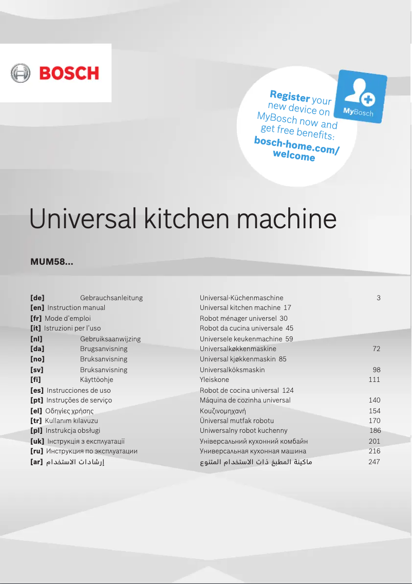 Page n°1 - Manuel utilisateur Bosch MUM58A20