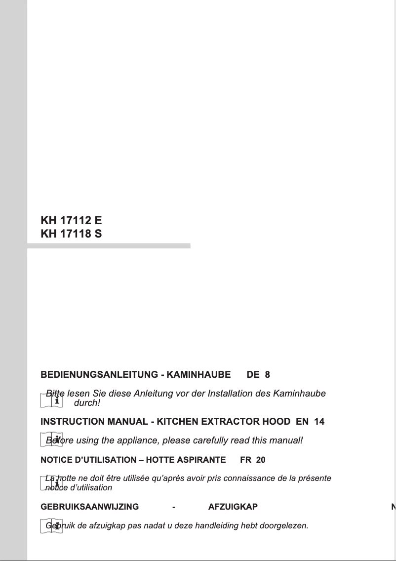 Page 1 de la notice Manuel utilisateur Amica KH 17118 S