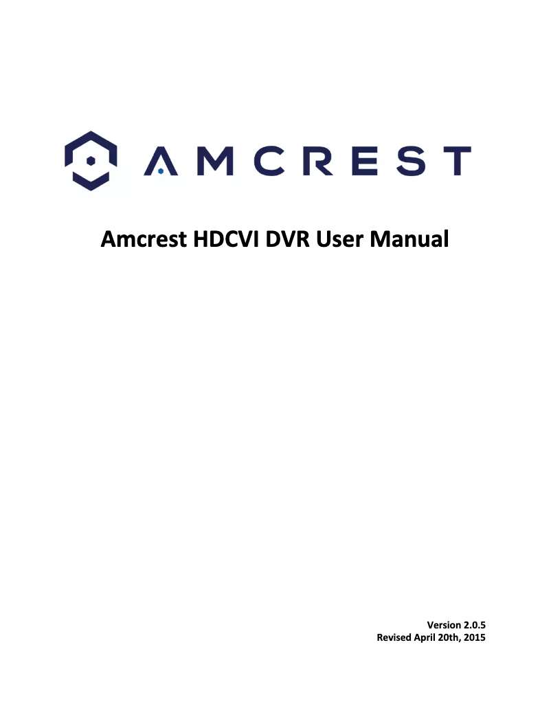 Page n°1 - Manuel utilisateur Amcrest AMDV7204