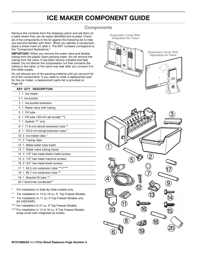 Page n°1 - Guide d'installation Amana ART308FFD