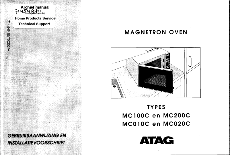 Page 1 de la notice Manuel utilisateur Atag MC100C