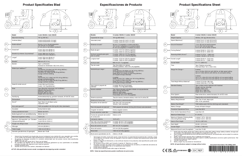 Page n°1 - Fiche technique Baja Mobility Raptor 2 4-Wheel