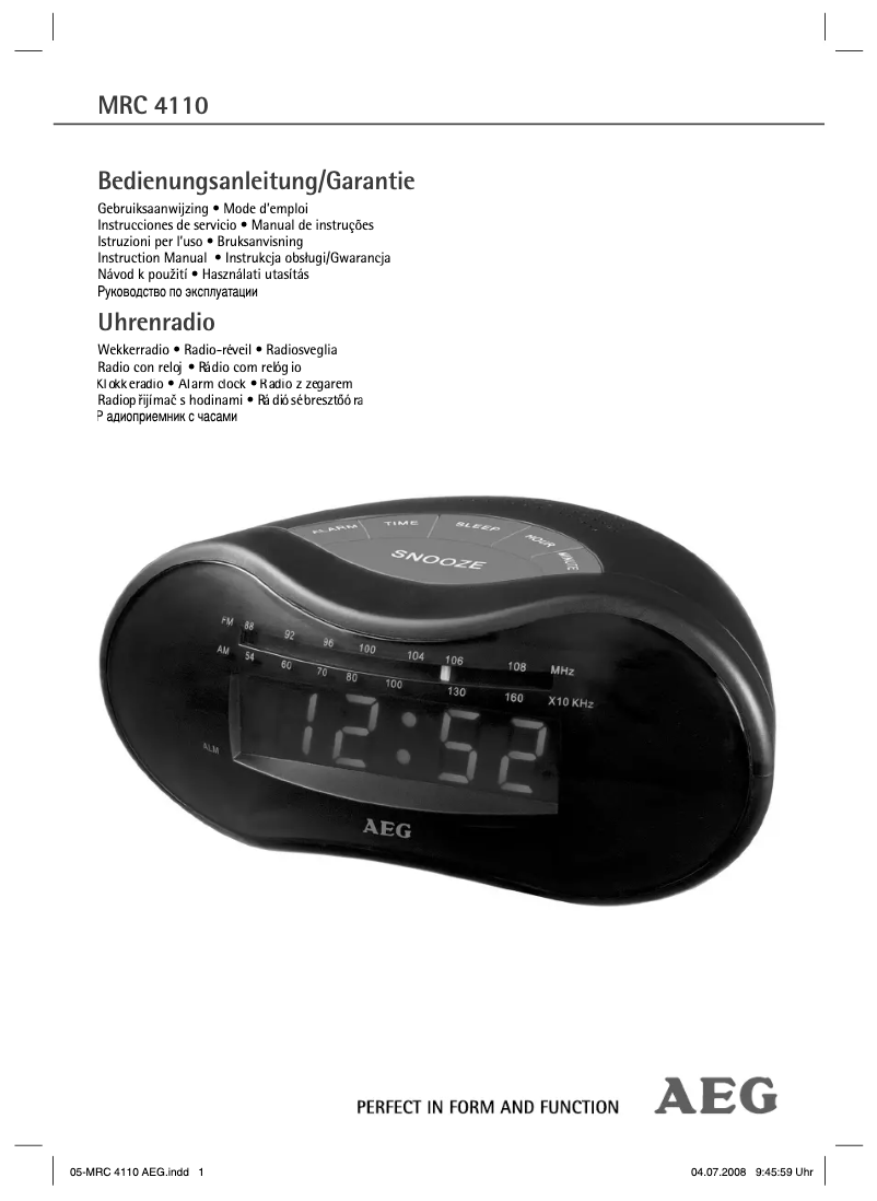 Page 1 de la notice Manuel utilisateur AEG MRC 4110