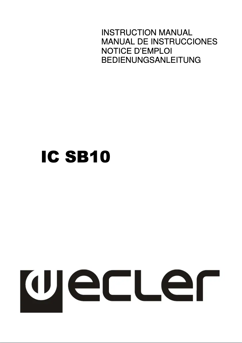 Page 1 of the manual User Manual Ecler IC SB10