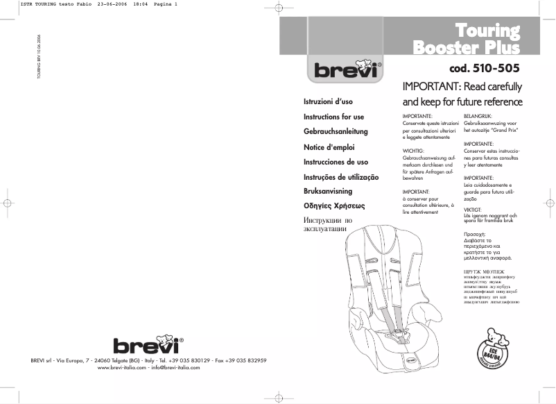 Page 1 of the manual User Manual Brevi Touring Sport